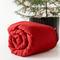Red Kids natural HEMP Linen Sleeping Bag with Hood School Nap mat for Kids, camping van sleeping bag organic hemp fiber filling