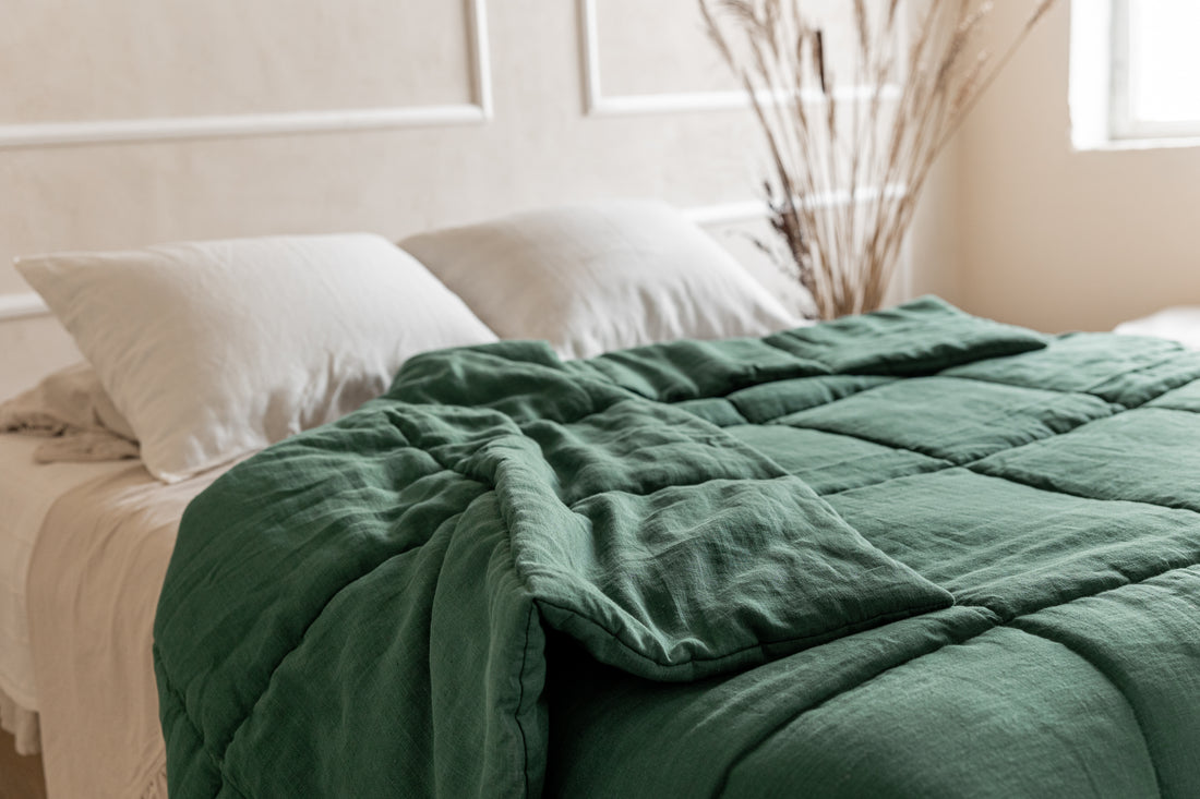 Thick Natural HEMP Linen Comforter Green Blanket Duvet Insert Hemp filler in natural linen fabric Full Twin Queen King Custom size