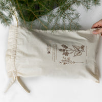 Linen-encased Crescent Pillow filled organic Buckwheat hulls + Gift Bag / meditation cushion