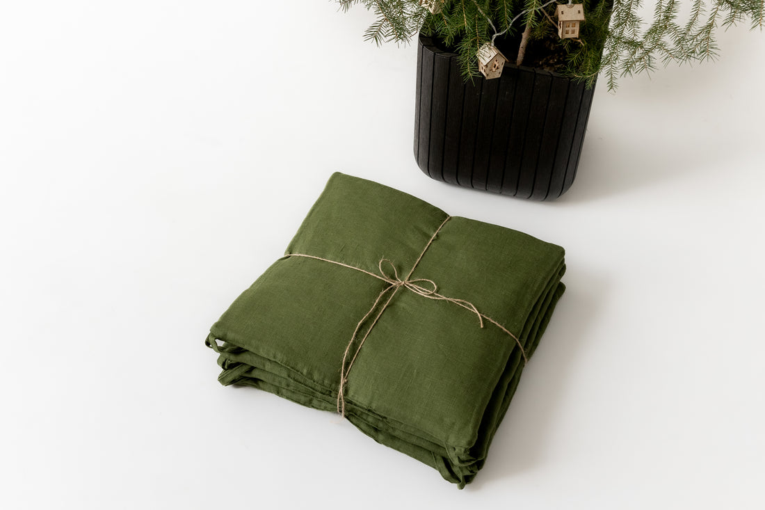 Set of 4 Natural Hemp Linen Seat Cushions for chair with Ties filled organic hemp fiber in natural Linen fabric Pillow Seat Christmas Gift