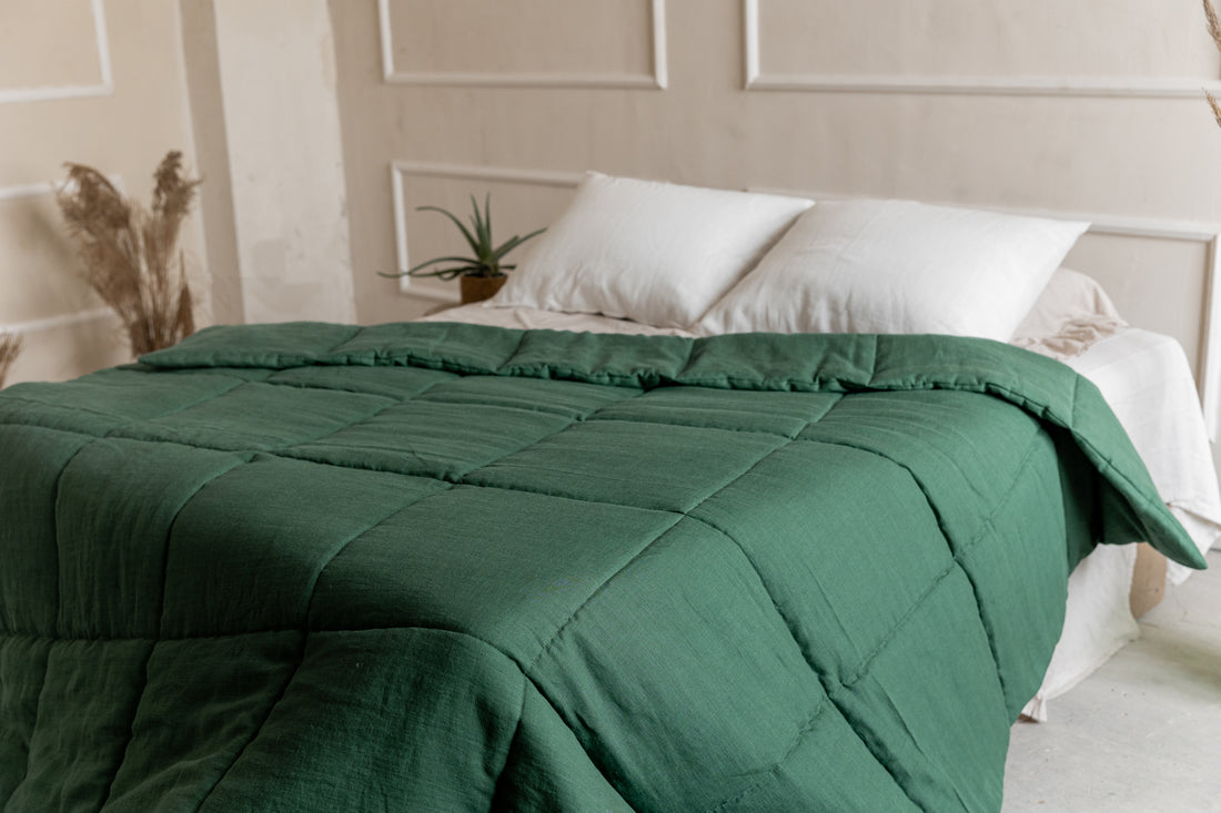 Thick Natural HEMP Linen Comforter Green Blanket Duvet Insert Hemp filler in natural linen fabric Full Twin Queen King Custom size