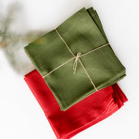 Set of 4 pcs Linen Napkins Red / Green Custom order napkins Cloth napkins set Table linens