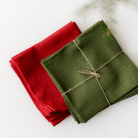 Set of 4 pcs Linen Napkins Red / Green Custom order napkins Cloth napkins set Table linens