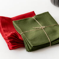 Set of 4 pcs Linen Napkins Red / Green Custom order napkins Cloth napkins set Table linens