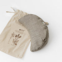 Linen-encased Crescent Pillow filled organic Buckwheat hulls + Gift Bag / meditation cushion