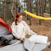 Organic HEMP Sleeping bag in linen fabric- organic hemp fiber filling + linen non-dyed fabric - blanket quilt, hand made