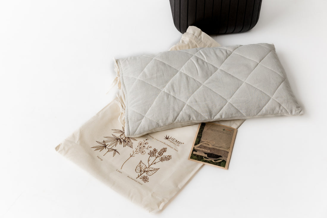 Breathable Hemp Buckwheat Hulls Pillow Hemp Undyed Fabric organic Buckwheat Hulls + Hemp Fiber Eco friendly for sleep