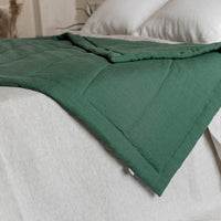 Green Hemp Linen Toddler Blanket filled Organic HEMP FIBER in linen fabric 47" x 64" (120x165 cm)