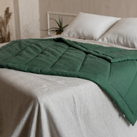 Green Hemp Linen Toddler Blanket filled Organic HEMP FIBER in linen fabric 47" x 64" (120x165 cm)