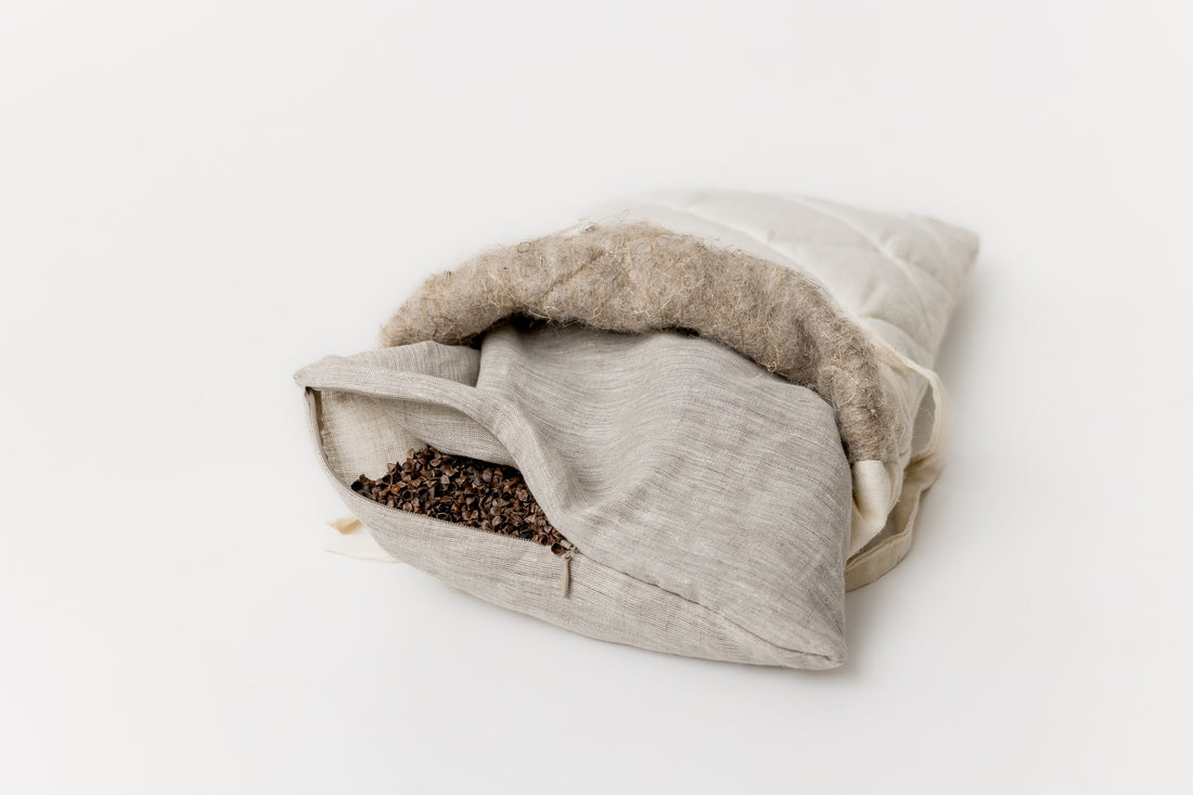 Breathable Hemp Buckwheat Hulls Pillow Hemp Undyed Fabric organic Buckwheat Hulls + Hemp Fiber Eco friendly for sleep