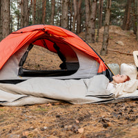 Organic HEMP Sleeping bag in linen fabric- organic hemp fiber filling + linen non-dyed fabric - blanket quilt, hand made