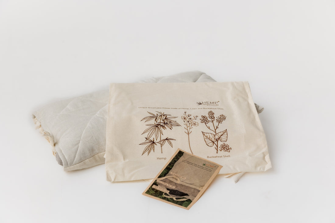 Breathable Hemp Buckwheat Hulls Pillow Hemp Undyed Fabric organic Buckwheat Hulls + Hemp Fiber Eco friendly for sleep