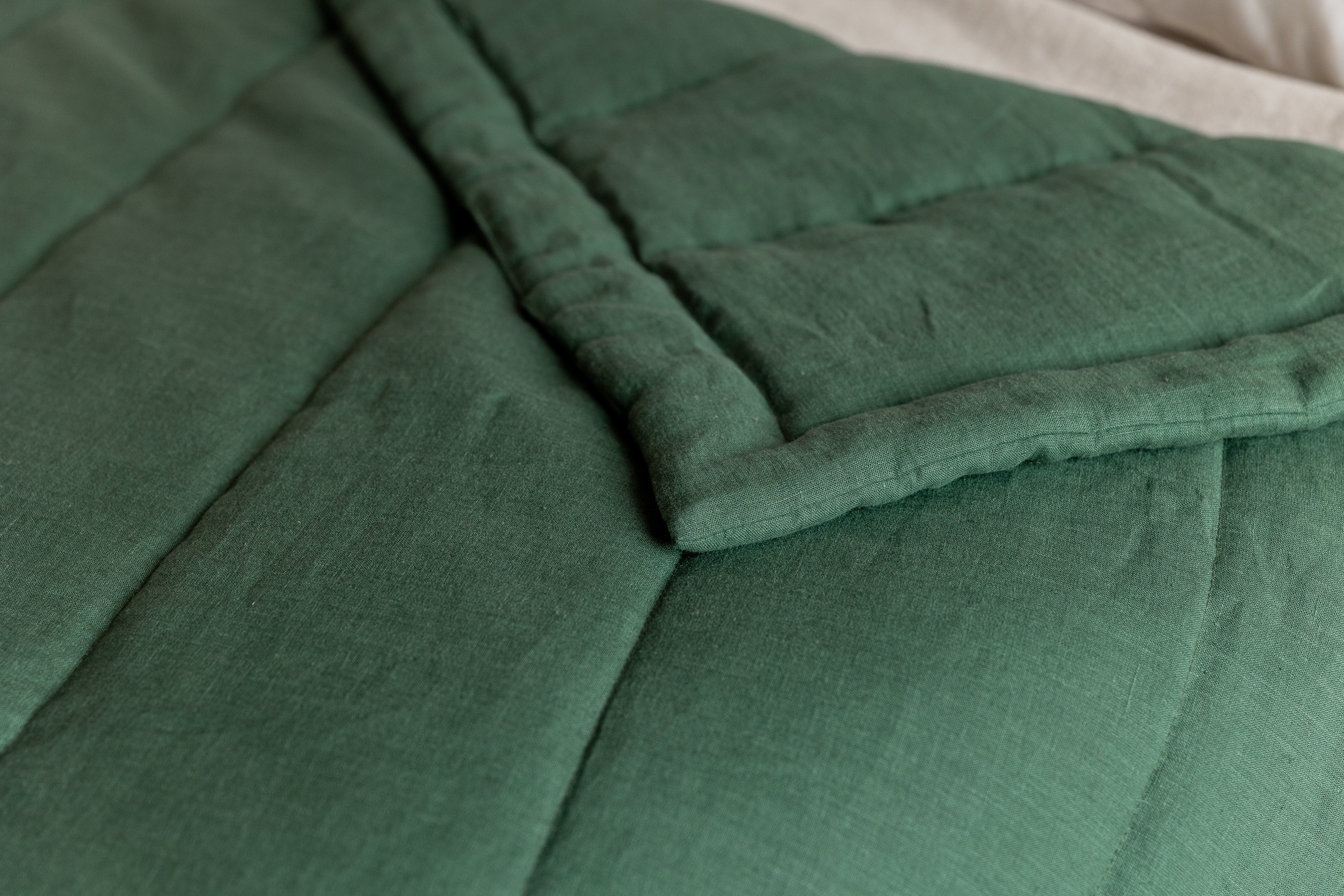 Green Hemp Linen Toddler Blanket filled Organic HEMP FIBER in linen fabric 47" x 64" (120x165 cm)