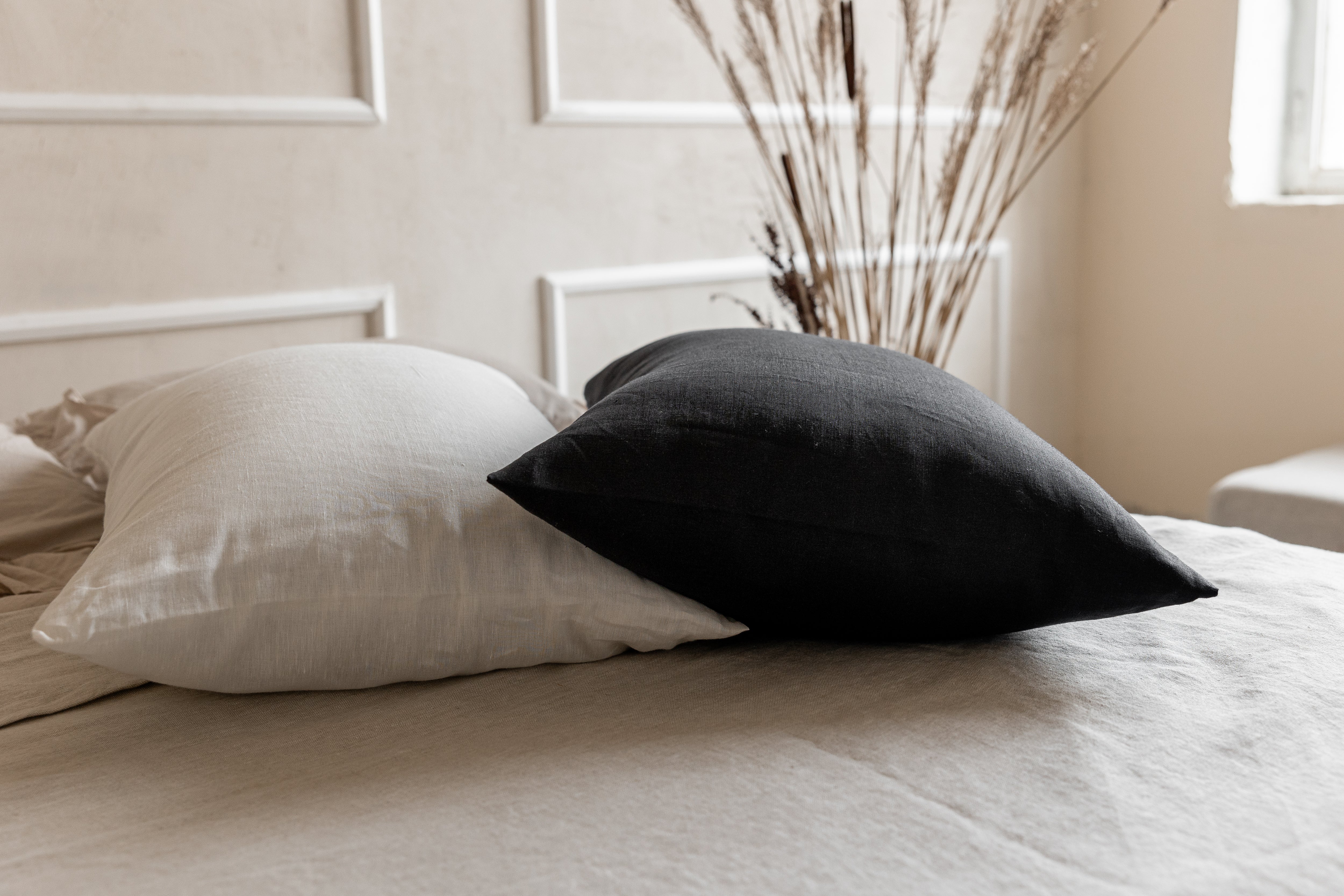 Linen Pillowcases Linen Washed Fabric Black White Green Ashen Pink Custom sizes Make to order