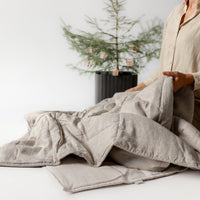 Natural Hemp Linen Blanket 55" x 81" (140x200 cm) filler organic Hemp fiber in linen not dyed fabric Custom size