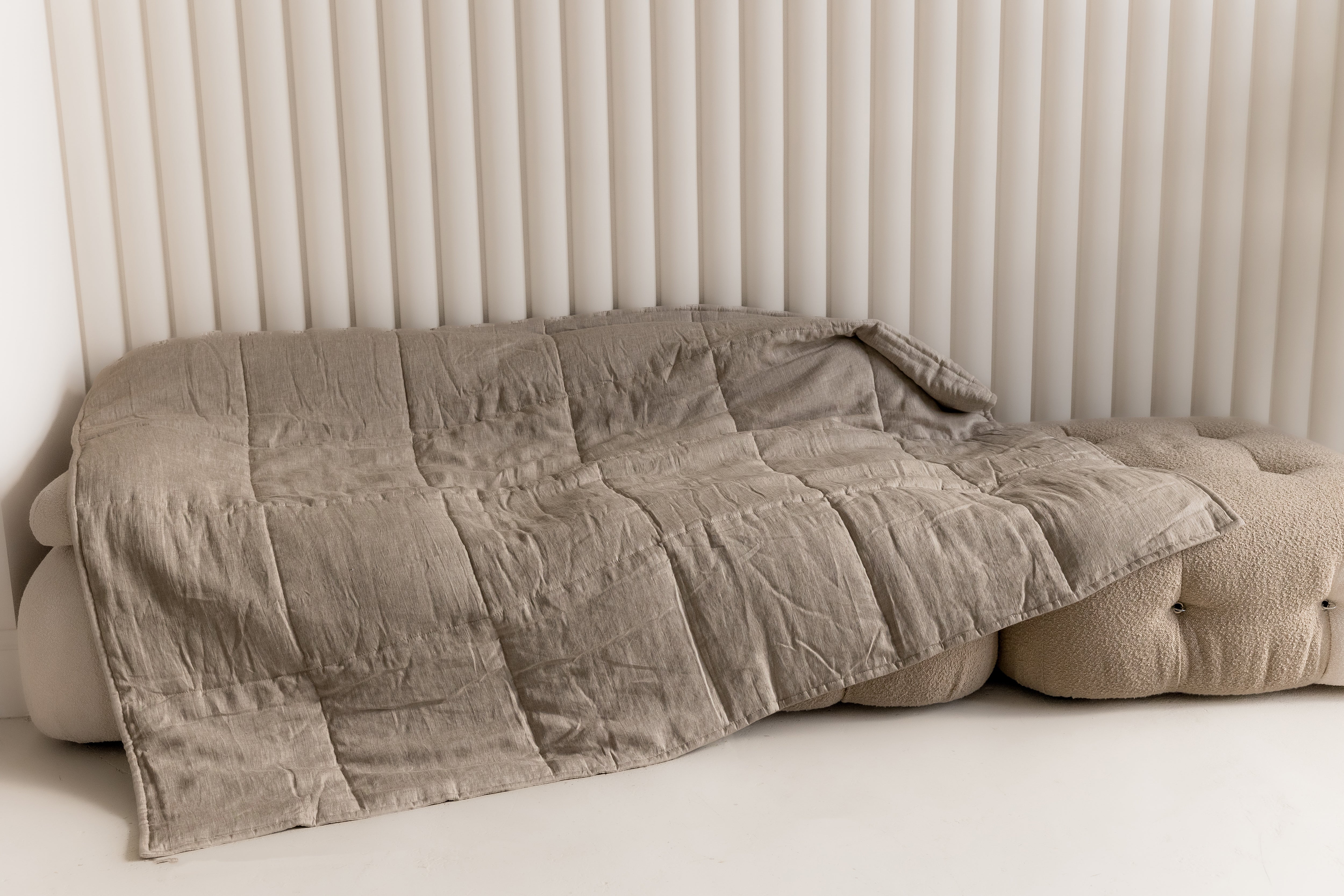 Natural Hemp Linen Blanket 55" x 81" (140x200 cm) filler organic Hemp fiber in linen not dyed fabric Custom size