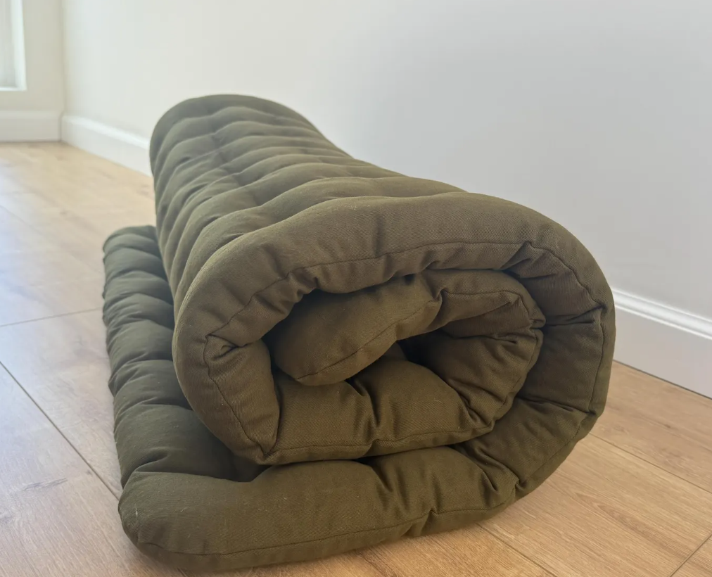 28"х51" (70x130cm) Natural Floor topper filled organic buckwheat hulls in Cotton fabric / Yoga Mat multi / Chamber Futon