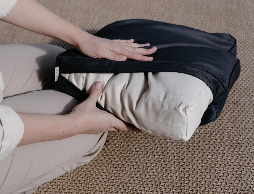 Hemp Cushion with sewn-in piping along the edge Linen Removable Cover Hemp fiber filling Floor Bench Window Cushion