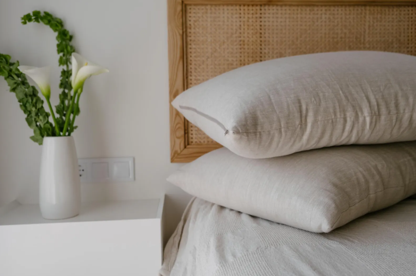 HEMP Pillow filled organic HEMP FIBER in linen fabric with regulation height Hemp pillow