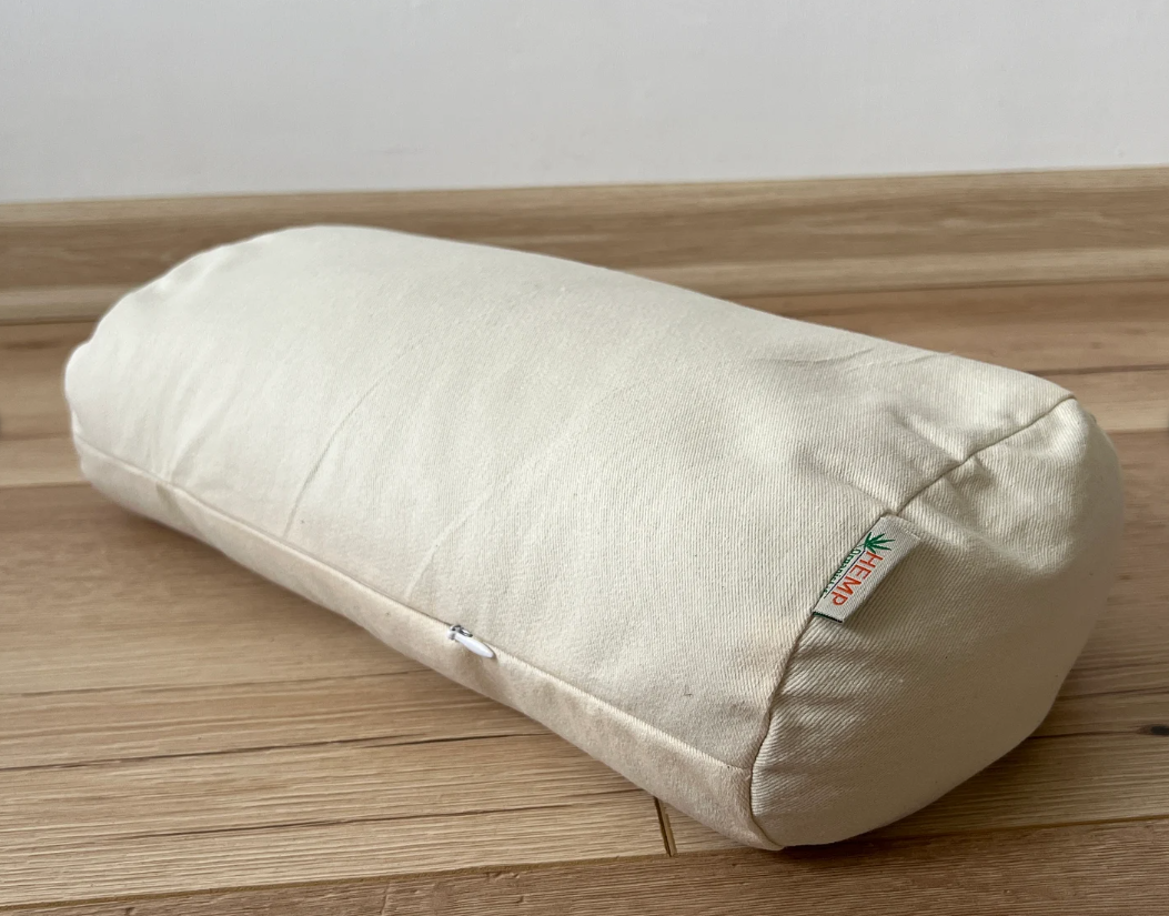 Cotton Bolster filled organic Buckwheat hulls yoga pillow Meditation pillow natural non dyed cotton fabric