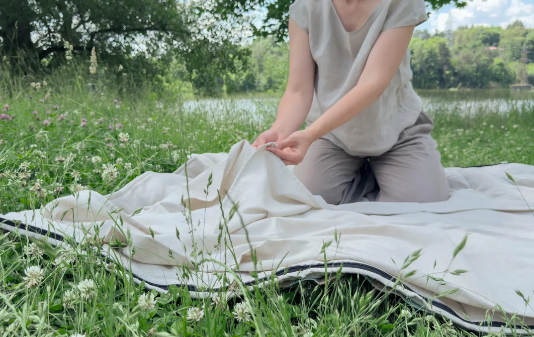 Linen Single Sleeping Bag Liner for Camping Hiking Hostel Travel non-dyed linen fabric custom made