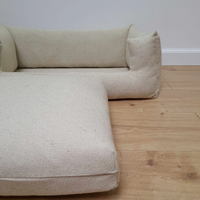 Special listing for Jenna Morse one 42" x 30" rectangular bed with a removable cover in natural thick linen fabric in a beige shade