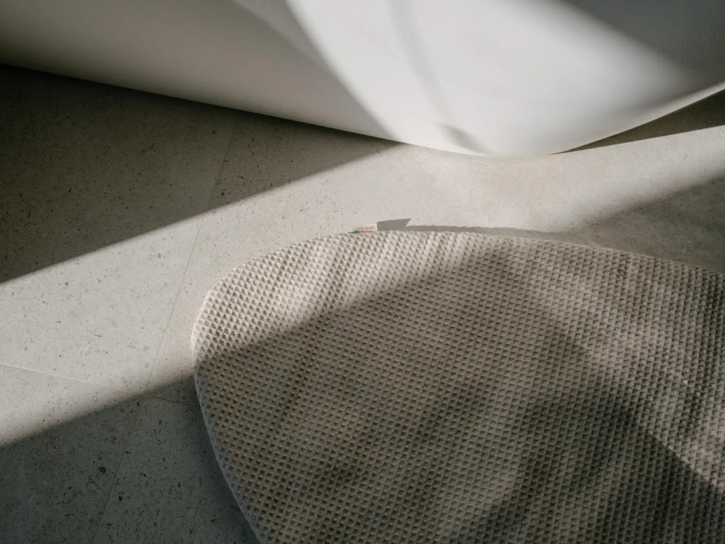 Stone-Shaped Hemp Linen Mat / filled HEMP Fiber filler in Linen fabric Custom size / Eco Home Decor