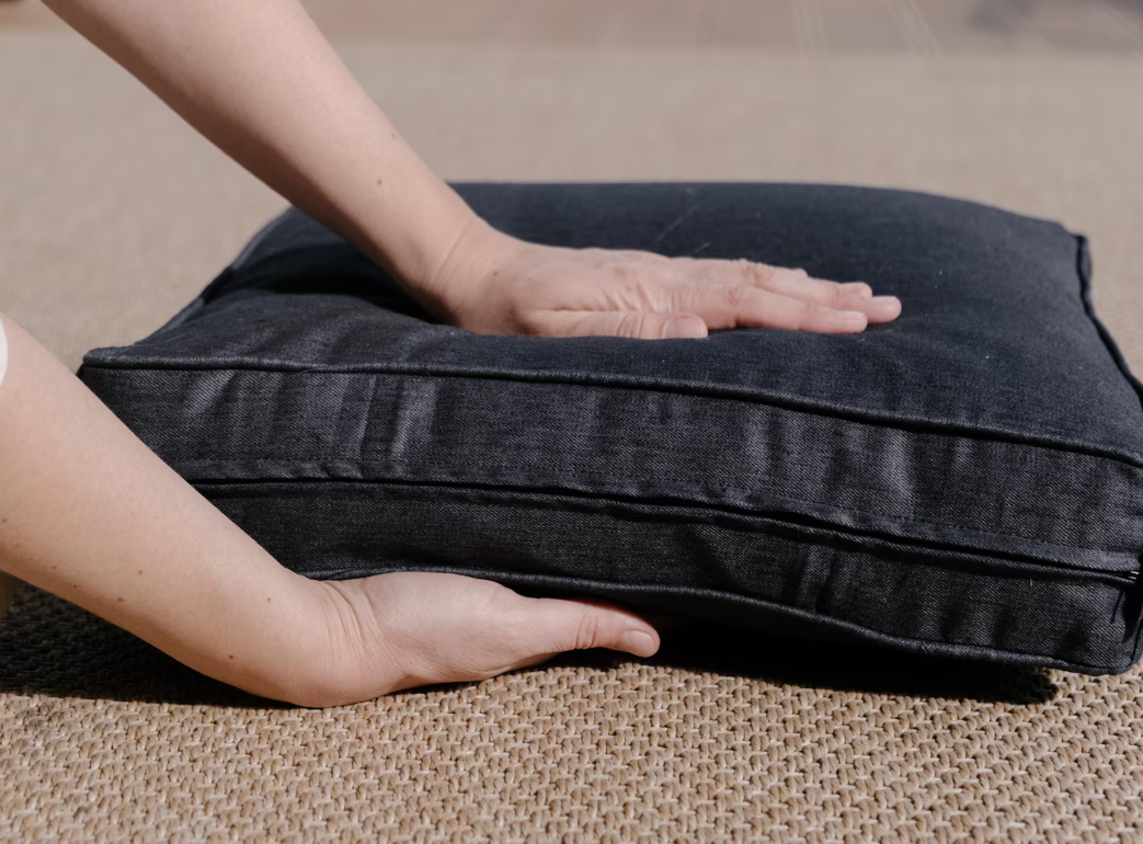 Hemp Cushion with sewn-in piping along the edge Linen Removable Cover Hemp fiber filling Floor Bench Window Cushion