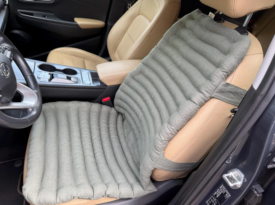 Linen Car Seat Cover "Fern" filled Organic Buckwheat Hulls in Linen 100% Fabric Car Cover Massage Organic Eco-friendly Hand Made