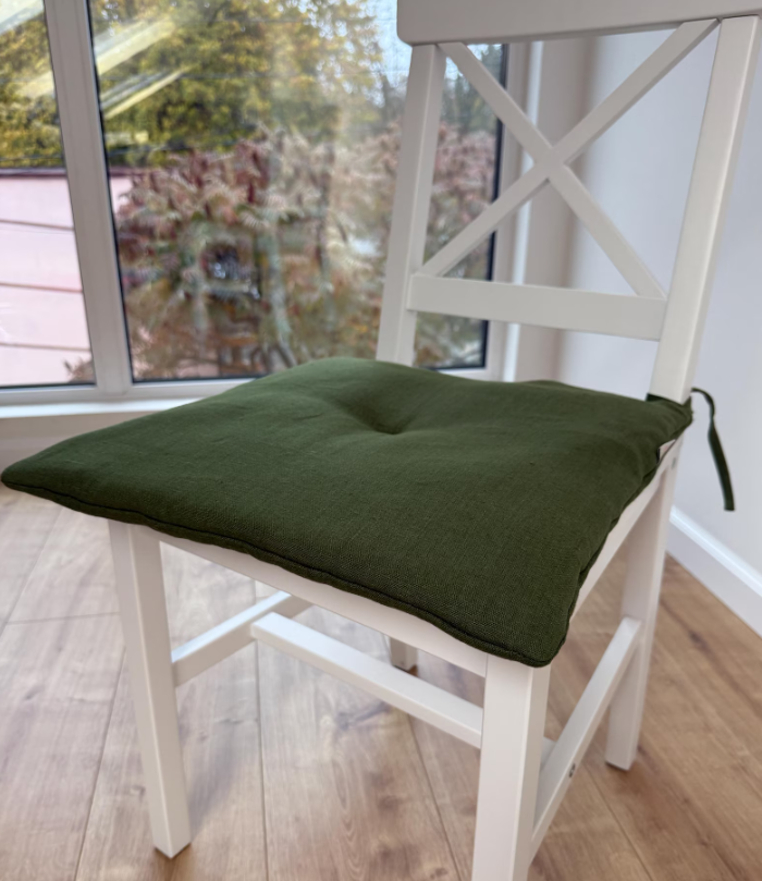 Hemp Linen seat cushion for chair with ties filled organic hemp fiber in natural linen fabric Chair Cushion Pillow seat