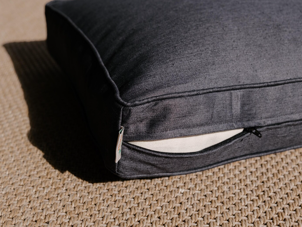 Hemp Cushion with sewn-in piping along the edge Linen Removable Cover Hemp fiber filling Floor Bench Window Cushion