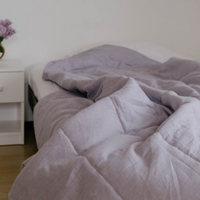 43" x 57" (110 x 145 cm) Lilac HEMP Linen Blanket Quilt Linen Fabric filled organic Hemp Fiber Filler