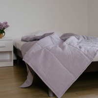 43" x 57" (110 x 145 cm) Lilac HEMP Linen Blanket Quilt Linen Fabric filled organic Hemp Fiber Filler