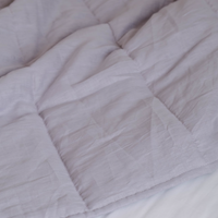 43" x 57" (110 x 145 cm) Lilac HEMP Linen Blanket Quilt Linen Fabric filled organic Hemp Fiber Filler