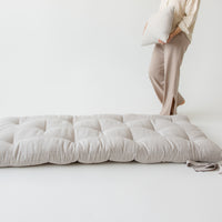 Hemp Linen Shikibuton Mat 3” thick organic mat with hemp fiber filler inside in natural non-dyed Linen fabric