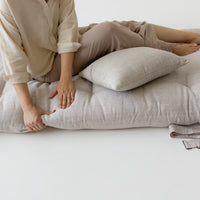 Hemp Linen Shikibuton Mat 3” thick organic mat with hemp fiber filler inside in natural non-dyed Linen fabric