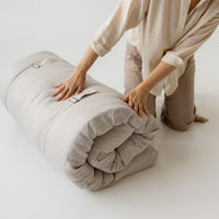 Hemp Linen Shikibuton Mat 3” thick organic mat with hemp fiber filler inside in natural non-dyed Linen fabric