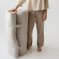 Hemp Linen Shikibuton Mat 3” thick organic mat with hemp fiber filler inside in natural non-dyed Linen fabric