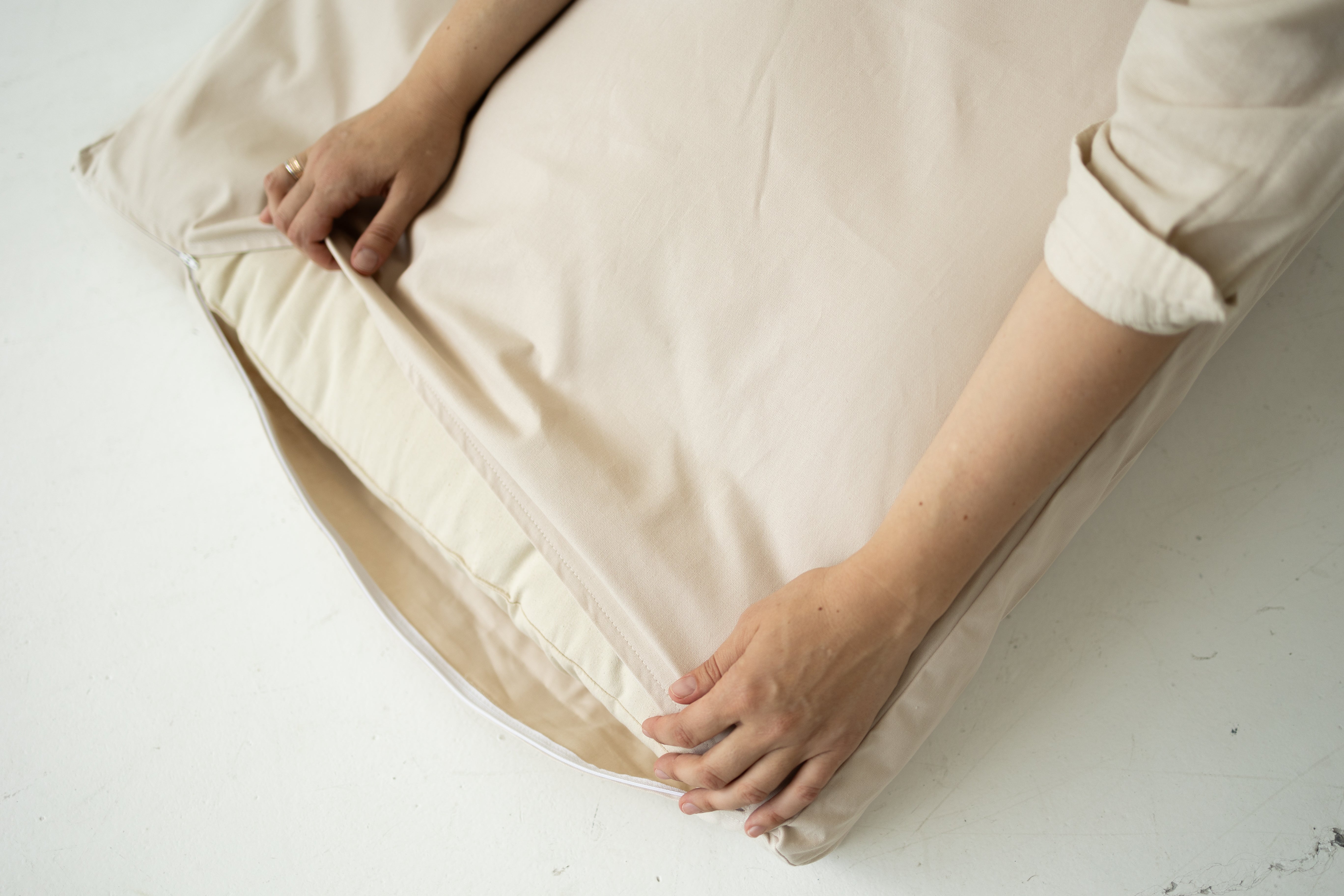 Eco Hemp Outdoor Cushion with Washable Removable Water Repellent Cover Organic Hemp Fiber Filler