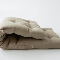 Hemp-filled Linen Shikibuton Mat organic Topper Futon with Hemp Fiber Filler inside in natural non-dyed Linen fabric 3” thickn Roll-up Bed