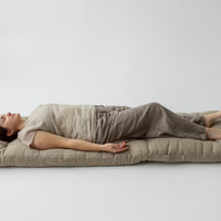 Hemp-filled Linen Shikibuton Mat organic Topper Futon with Hemp Fiber Filler inside in natural non-dyed Linen fabric 3” thickn Roll-up Bed