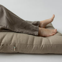 Hemp-filled Linen Shikibuton Mat organic Topper Futon with Hemp Fiber Filler inside in natural non-dyed Linen fabric 3” thickn Roll-up Bed