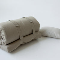 Hemp-filled Linen Shikibuton Mat organic Topper Futon with Hemp Fiber Filler inside in natural non-dyed Linen fabric 3” thickn Roll-up Bed