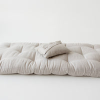 Hemp Linen Shikibuton Mat 3” thick organic mat with hemp fiber filler inside in natural non-dyed Linen fabric
