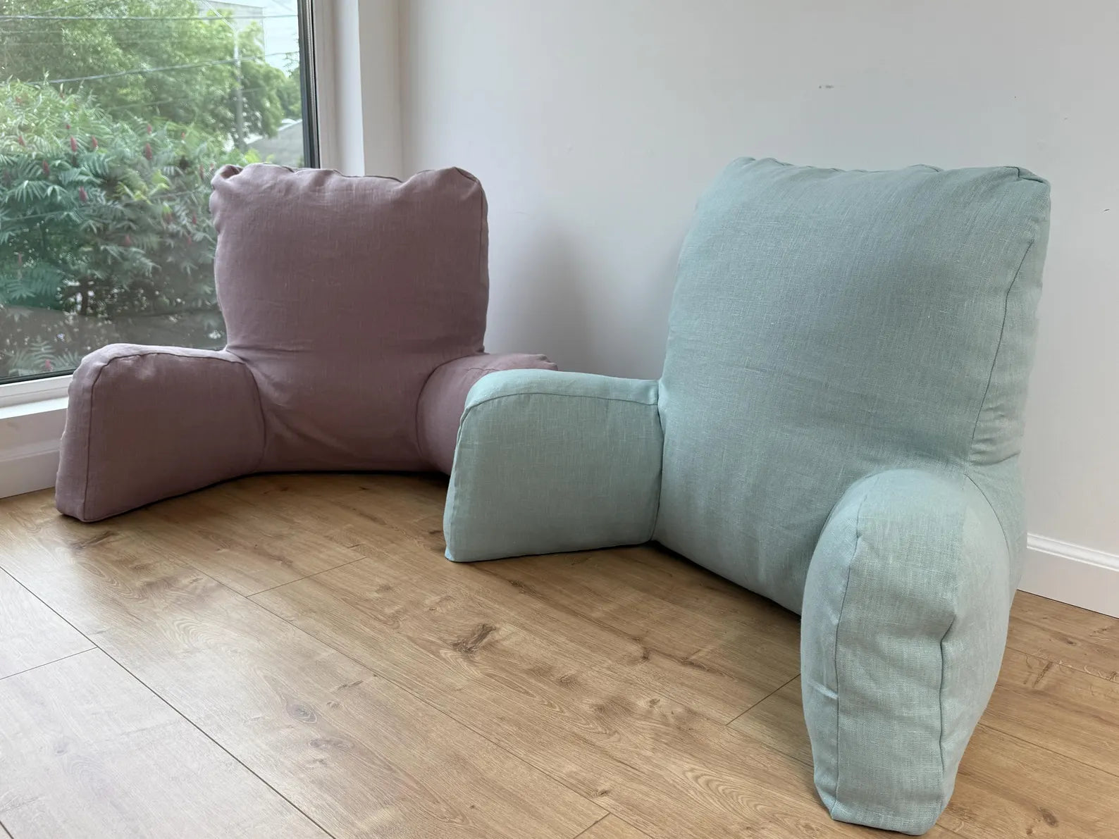 Hemp back cushion filled organic hemp fiber filling with natural linen removable zippered cover