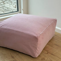 Unique HEMP Floor Cushion Marogan filled organic Hemp Fiber with removable Cover with zipper in natural cotton velvet fabric settee ottoman