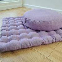 Light lavender Meditation Set Zafu & Zabuton with Buckwheat hulls Linen Floor Meditation cushion Meditation pouf PillowSeat Yoga mats