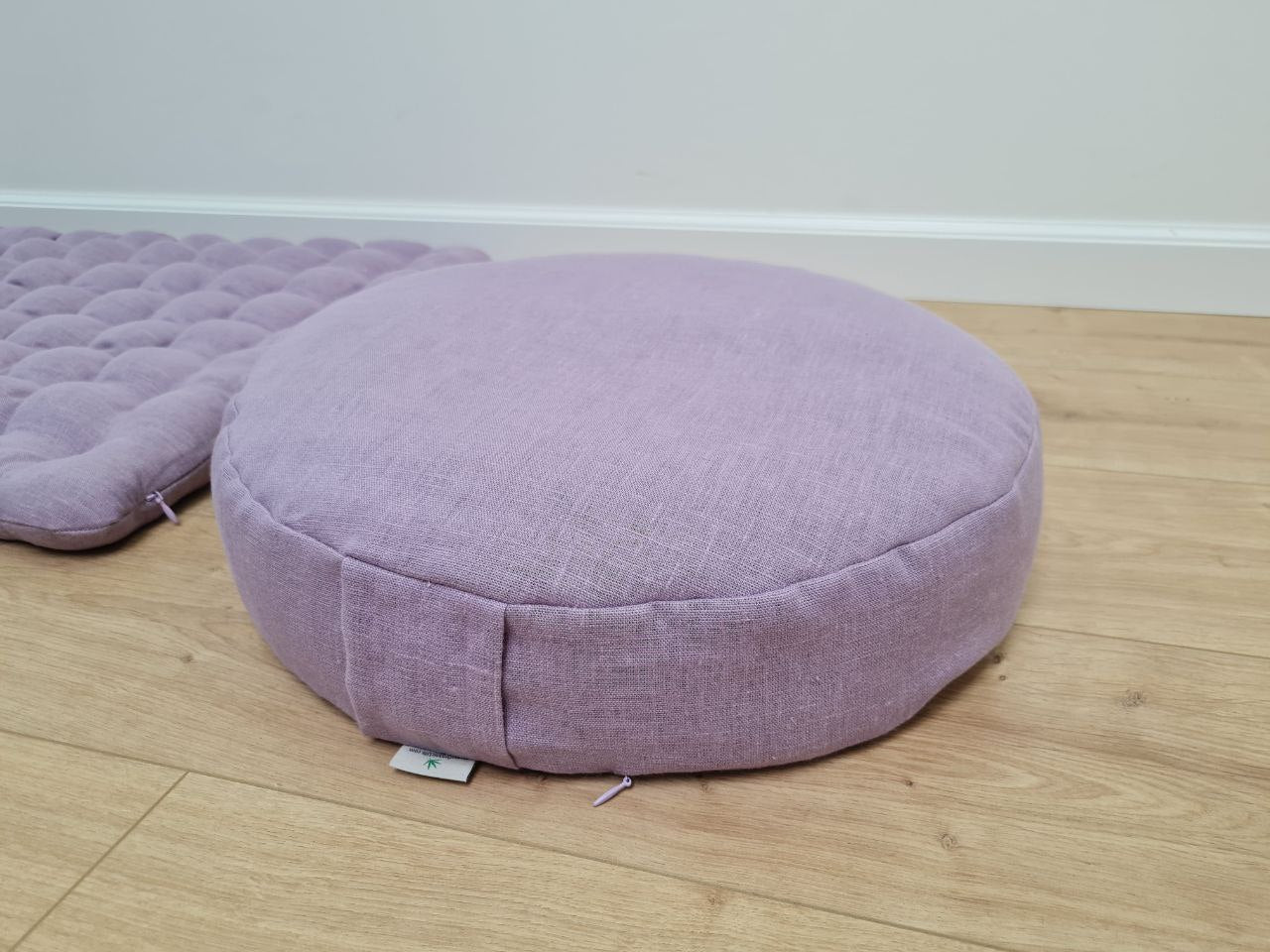 Light lavender Meditation Set Zafu & Zabuton with Buckwheat hulls Linen Floor Meditation cushion Meditation pouf PillowSeat Yoga mats