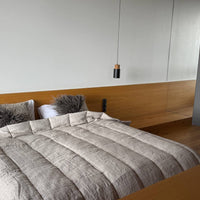 Warm Winter Organic HEMP + FLAX blanket 400 g / m2 in natural undyed linen fabric grey shade with filler created from organic Hemp fiber