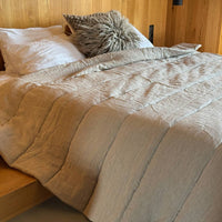 Warm Winter Organic HEMP + FLAX blanket 400 g / m2 in natural undyed linen fabric grey shade with filler created from organic Hemp fiber